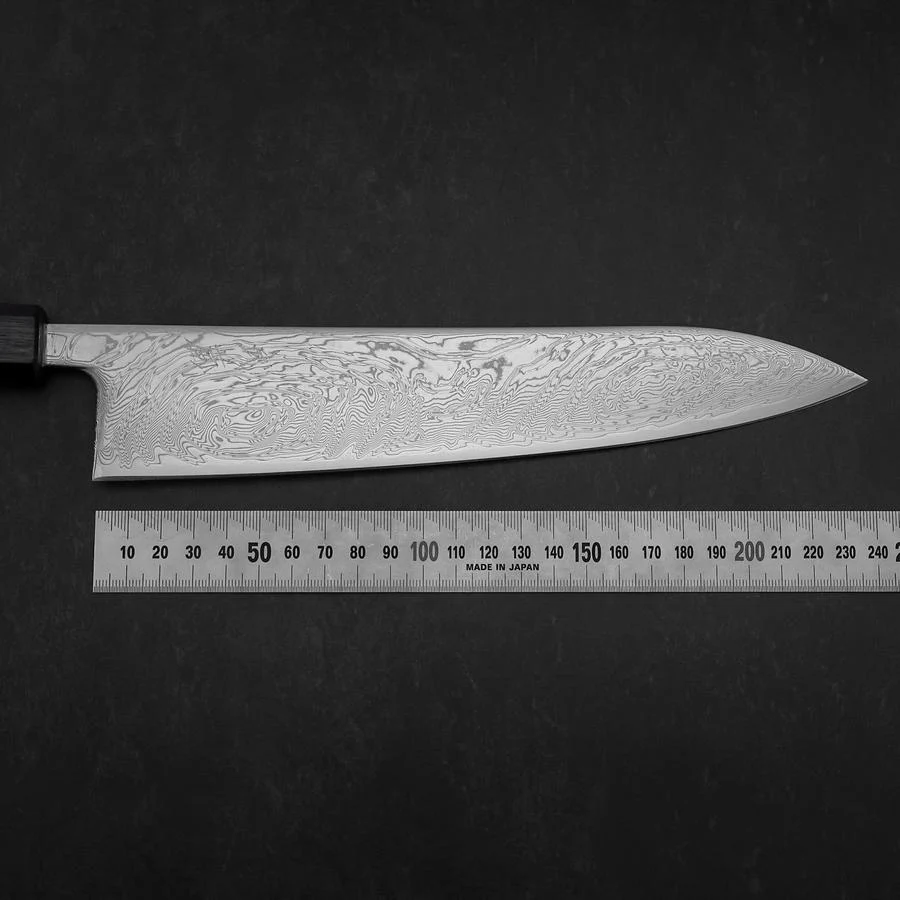 Gyuto SLD Wellen Nickel Damast Dunkelblauer Urushi Griff 240mm - Image 7
