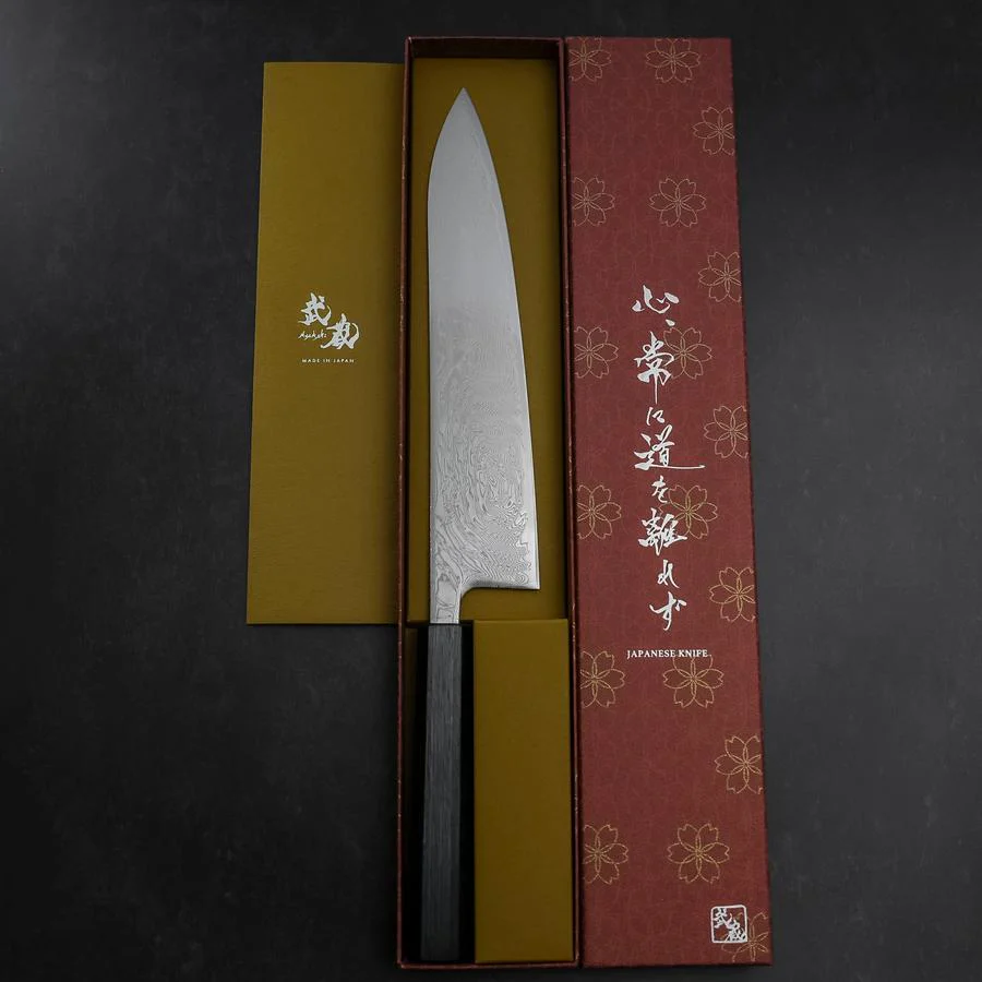 Gyuto SLD Wellen Nickel Damast Dunkelblauer Urushi Griff 240mm - Image 8