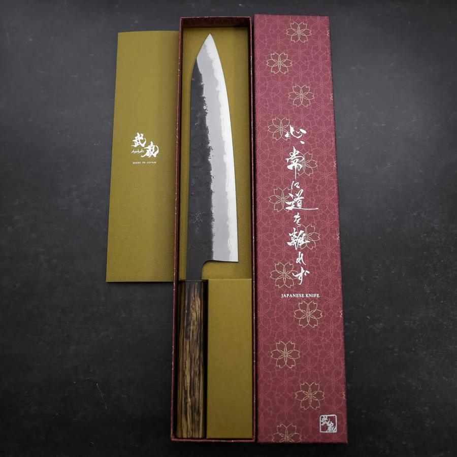 Gyuto Edelstahlummantelung Blue Super Kurouchi Nashiji Sumi Urushi Griff 240mm - Image 8