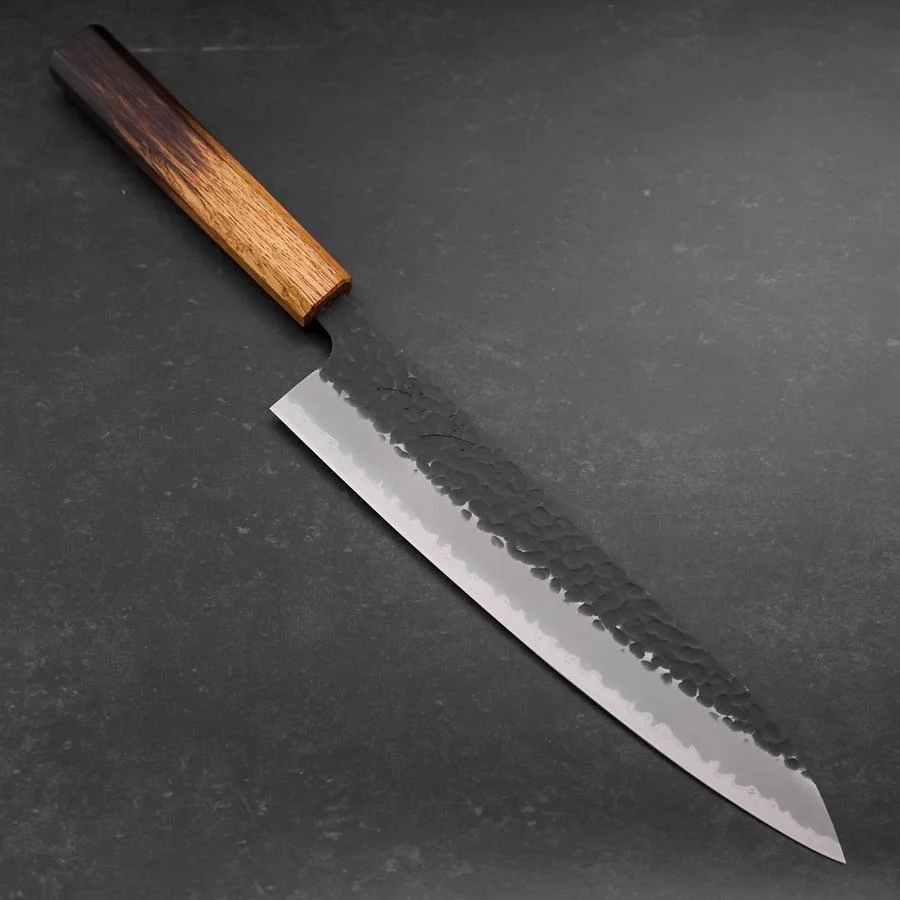 Gyuto Edelstahlummantelung Aogami Super Kurouchi Tsuchime Yaki Urushi Griff 240mm