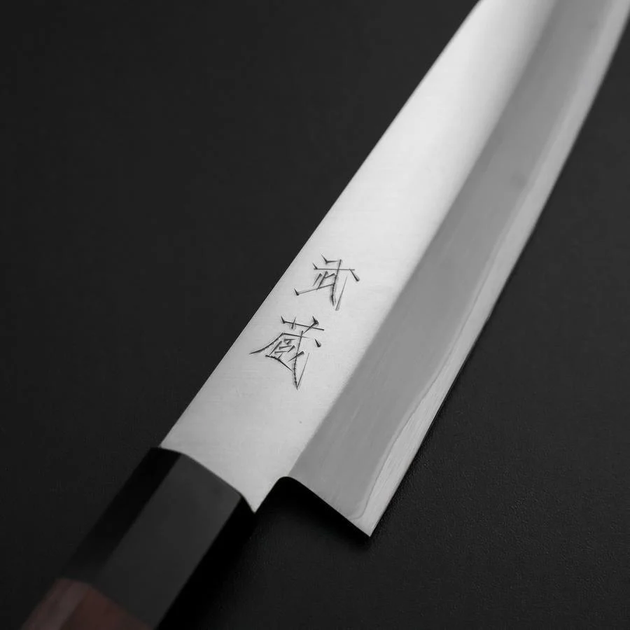 Gyuto Edelstahlummantelung Blue Super Poliert Rosenholz Griff 180mm - Image 3