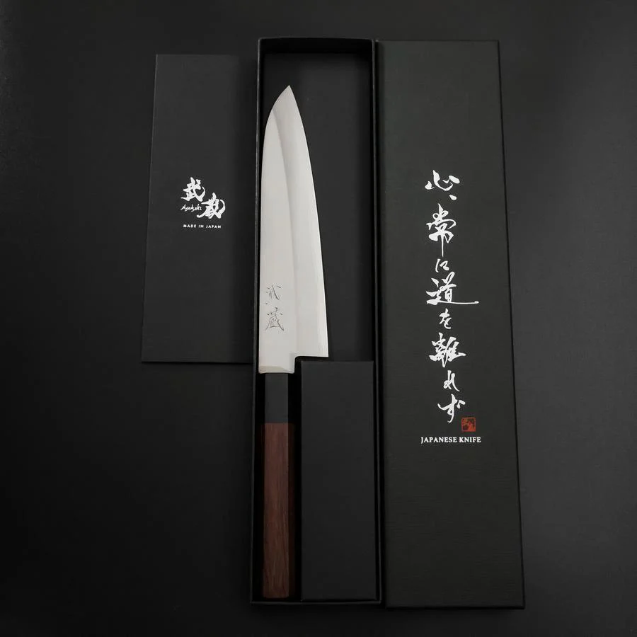 Gyuto Edelstahlummantelung Blue Super Poliert Rosenholz Griff 180mm - Image 8