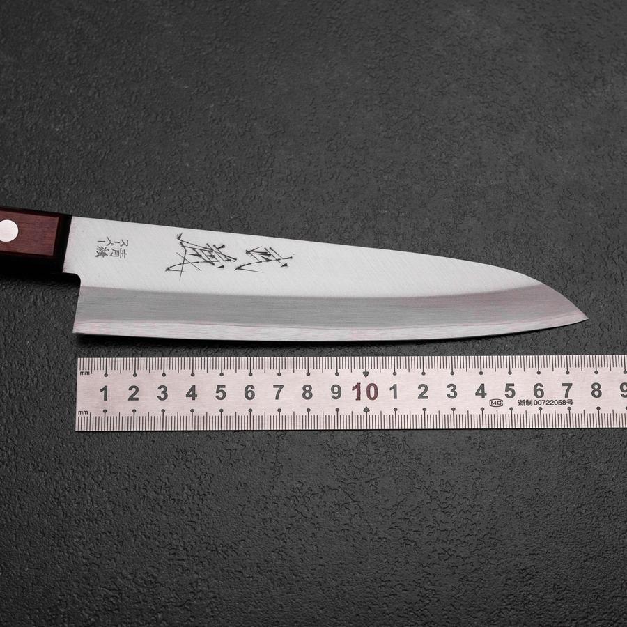 Gyuto Blue Super Edelstahlummantelung Poliert Schwarz-Roter Westlicher Griff 180mm (Tsuba-nashi) - Image 7