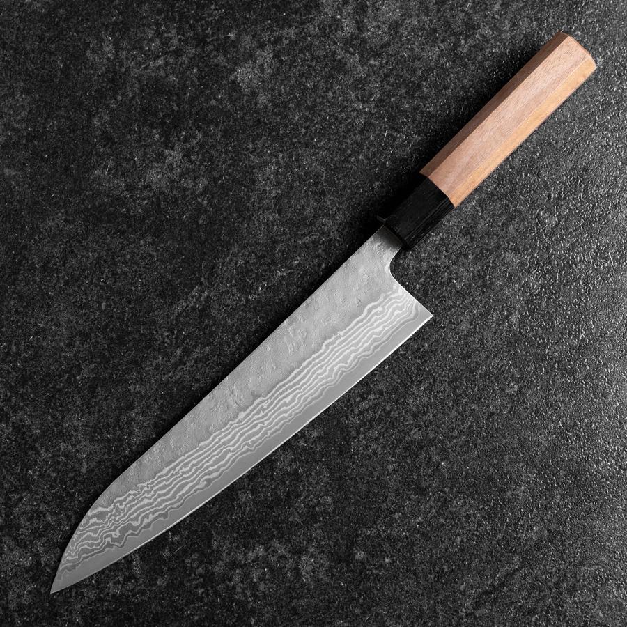 Gyuto Schwedenstahl Nashiji Washi Damast Schwarzes Walnussholz Griff 210mm - Image 2