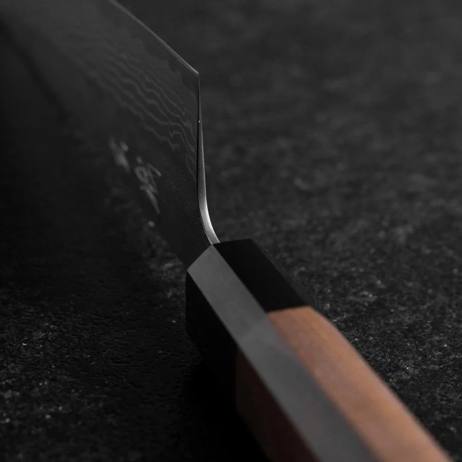 Gyuto Schwedenstahl Nashiji Washi Damast Schwarzes Walnussholz Griff 210mm - Image 4