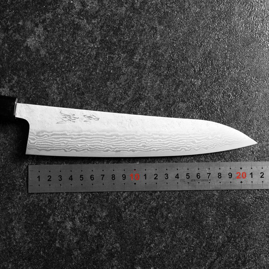 Gyuto Schwedenstahl Nashiji Washi Damast Schwarzes Walnussholz Griff 210mm - Image 7