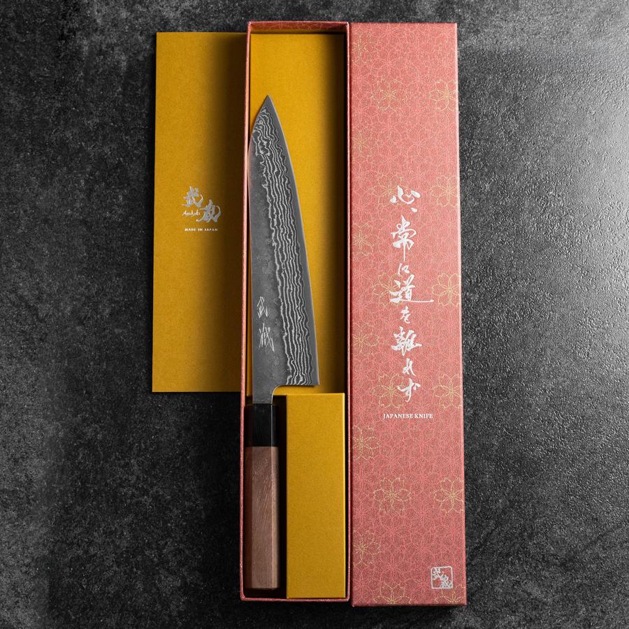 Gyuto Schwedenstahl Nashiji Washi Damast Schwarzes Walnussholz Griff 210mm - Image 8