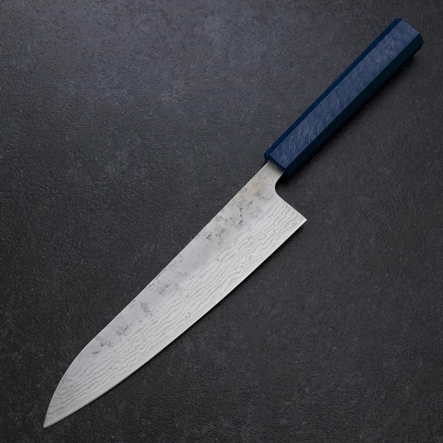 Gyuto Schwedenstahl Nashiji Washi Damast Blauer Urushi Griff 210mm - Image 2