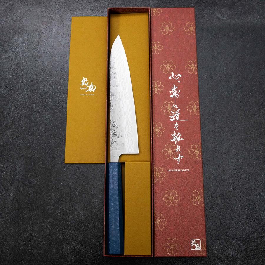 Gyuto Schwedenstahl Nashiji Washi Damast Blauer Urushi Griff 210mm - Image 8