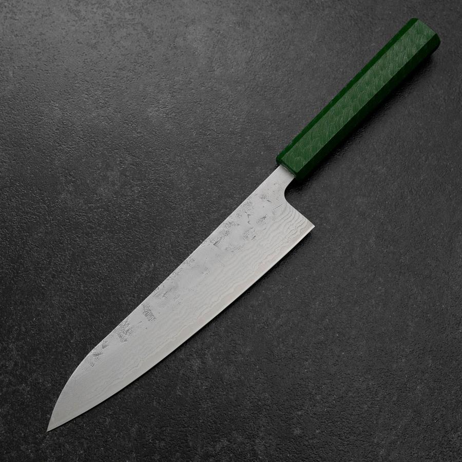 Gyuto Schwedenstahl Nashiji Washi Damast Grüner Urushi Griff 210mm - Image 2