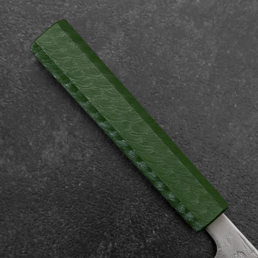 Gyuto Schwedenstahl Nashiji Washi Damast Grüner Urushi Griff 210mm - Image 6