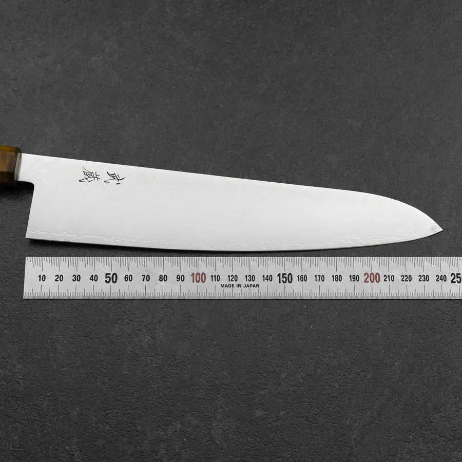 Gyuto VG-10 Damast Gelb-Brauner Birkenholz Griff 240mm - Image 7