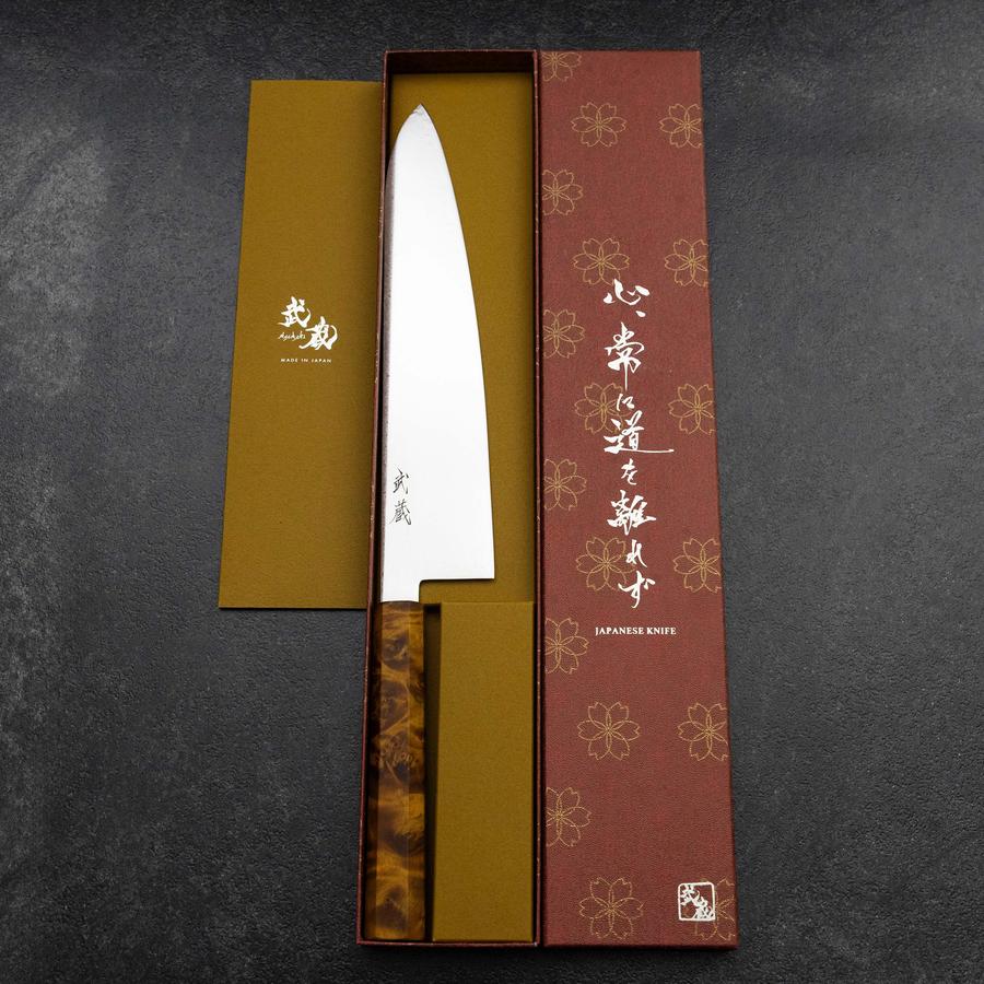 Gyuto VG-10 Damast Gelb-Brauner Birkenholz Griff 240mm - Image 8