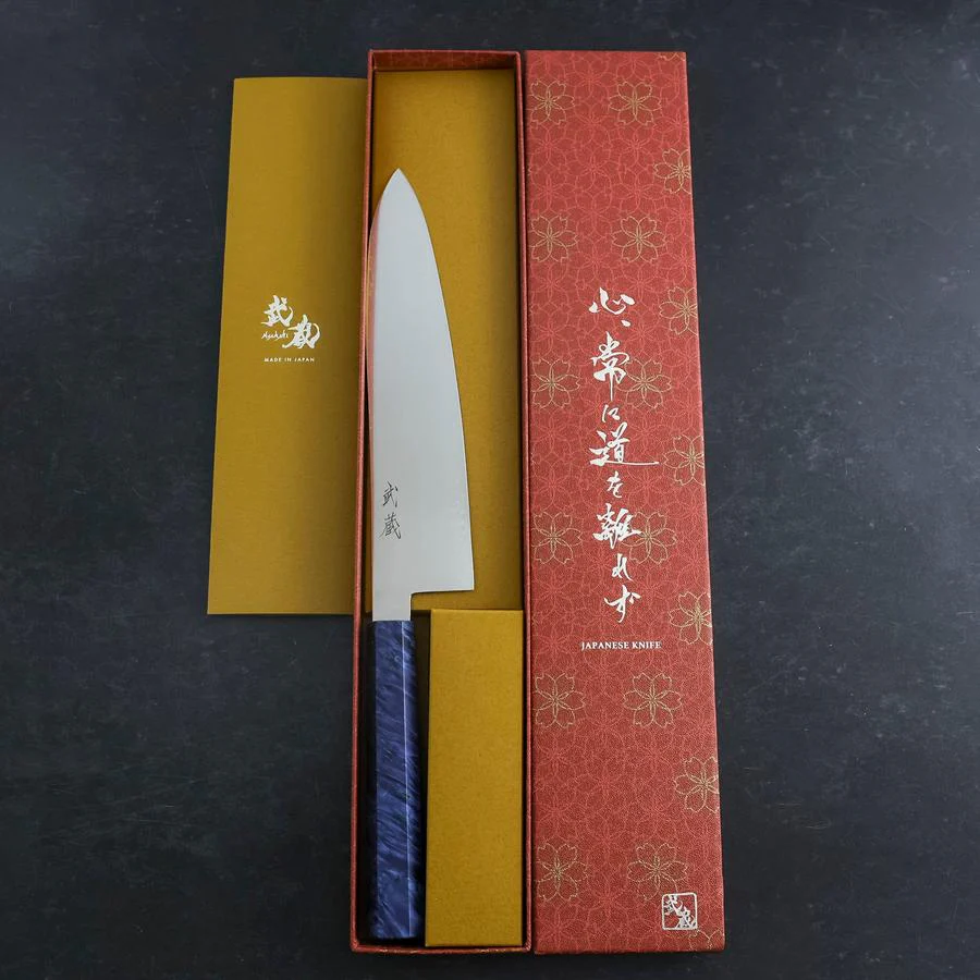 Gyuto VG-10 Damast Blauer Birkenholz Griff 210mm - Image 8
