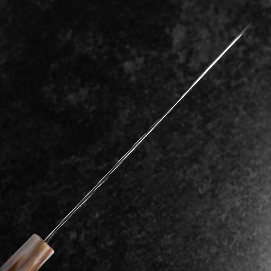 Gyuto VG-10 Kagami Tsuchime Damast Dunkelrosa Büffelhorn und Ahornholz Griff 210mm - Image 5