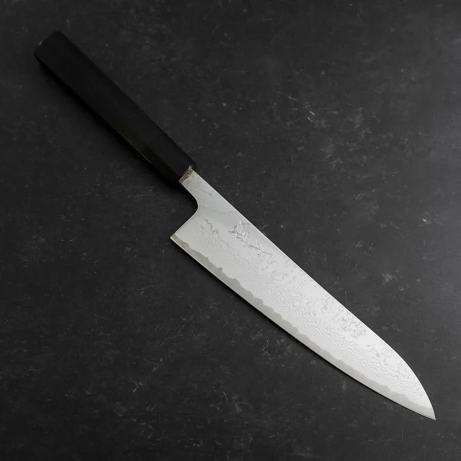 Gyuto VG-10 Nickel Damast Büffelhorn und Ebenholz Griff 210mm