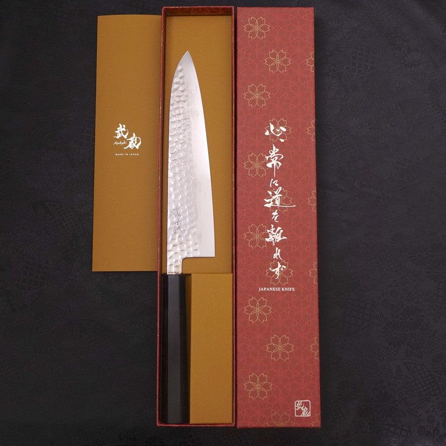 Gyuto VG-10 Tsuchime Damast Büffelhorn und Ebenholz Griff 210mm - Image 8