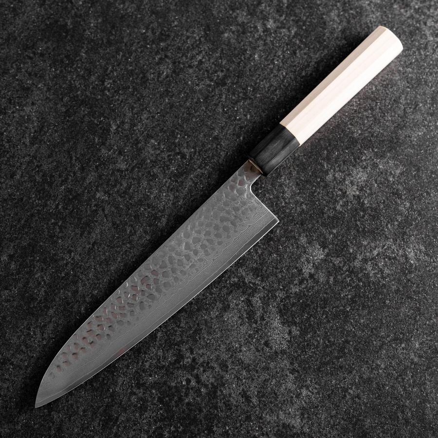 Gyuto VG-10 Tsuchime Damast Büffelhorn und Magnolienholz Griff 210mm - Image 2