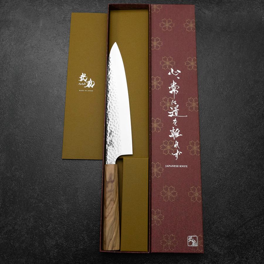 Gyuto VG-10 Tsuchime Damast Olivenholz Griff 210mm - Image 8