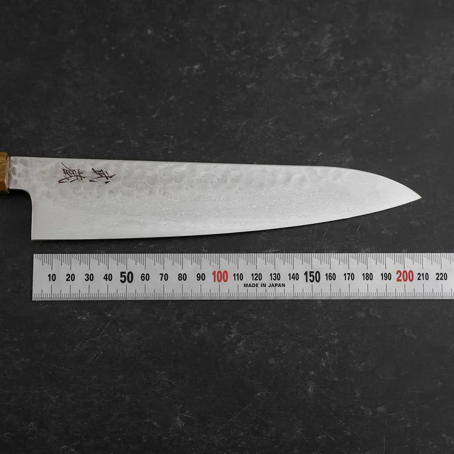 Gyuto VG-10 Tsuchime Damast Eschenholz Griff 210mm - Image 7
