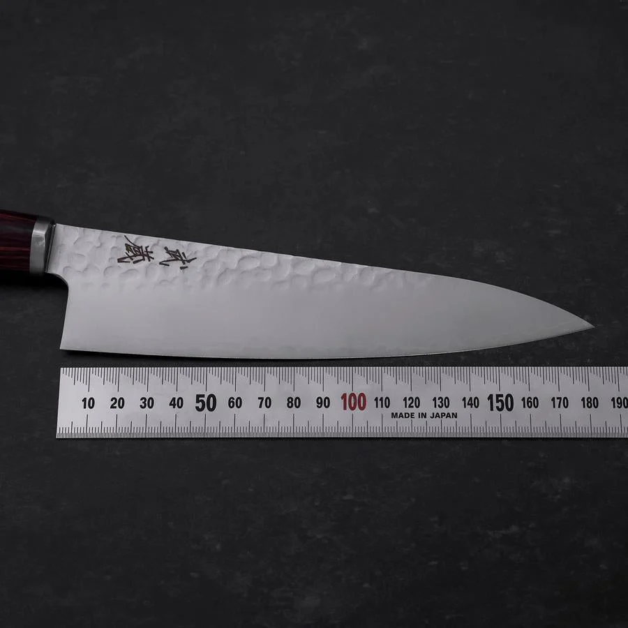 Gyuto VG-10 Tsuchime Roter Runder Griff 180mm - Image 7
