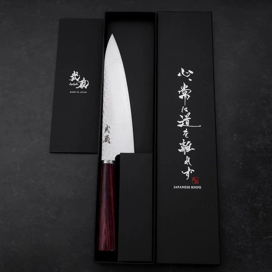 Gyuto VG-10 Tsuchime Roter Runder Griff 180mm - Image 8