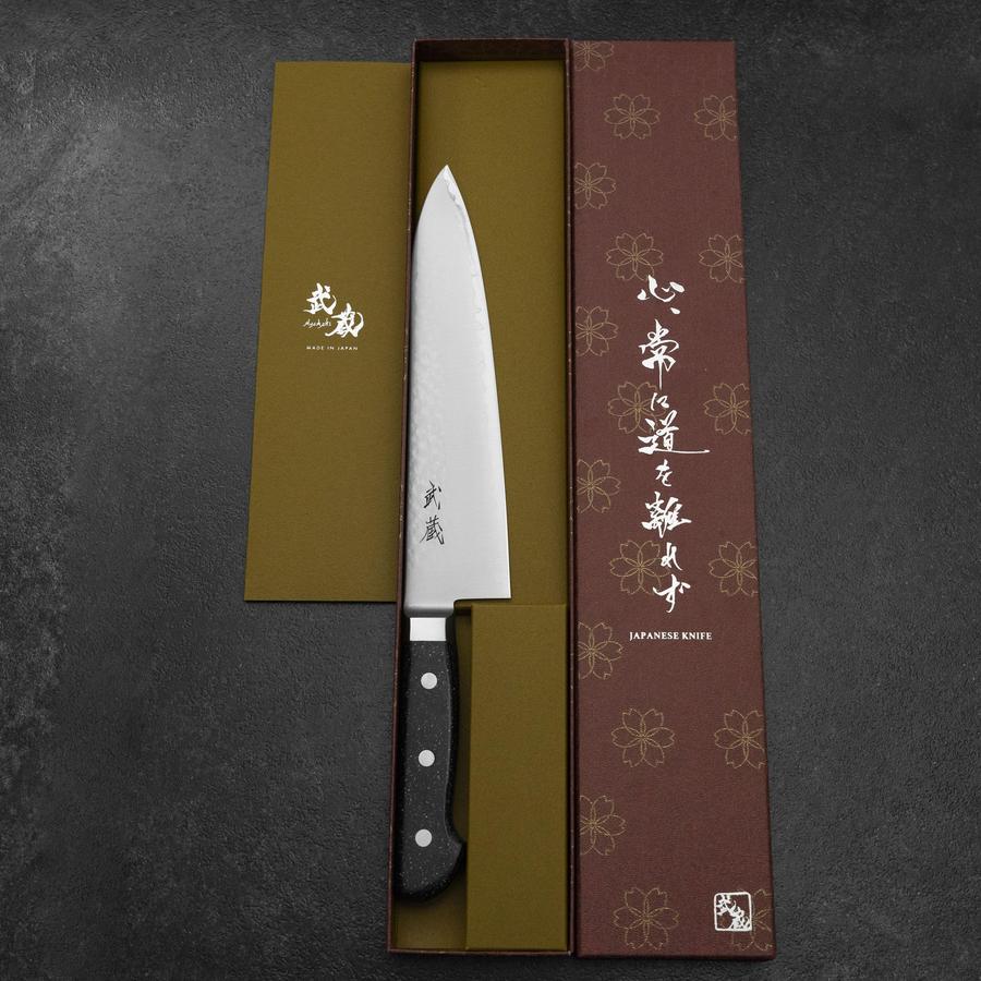 Gyuto VG-5 Tsuchime Schwarzer Marmor Griff 210mm - Image 8