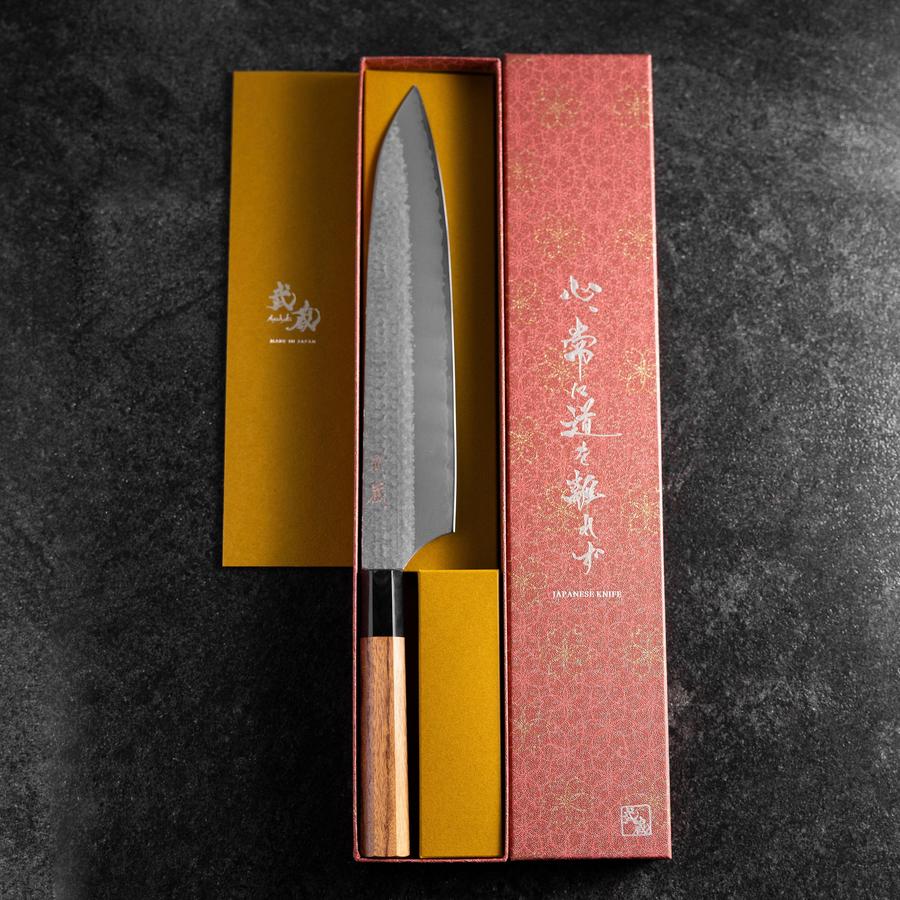 Gyuto VG-5 Tsuchime Büffelhorn und Bubinga Griff 240mm - Image 8