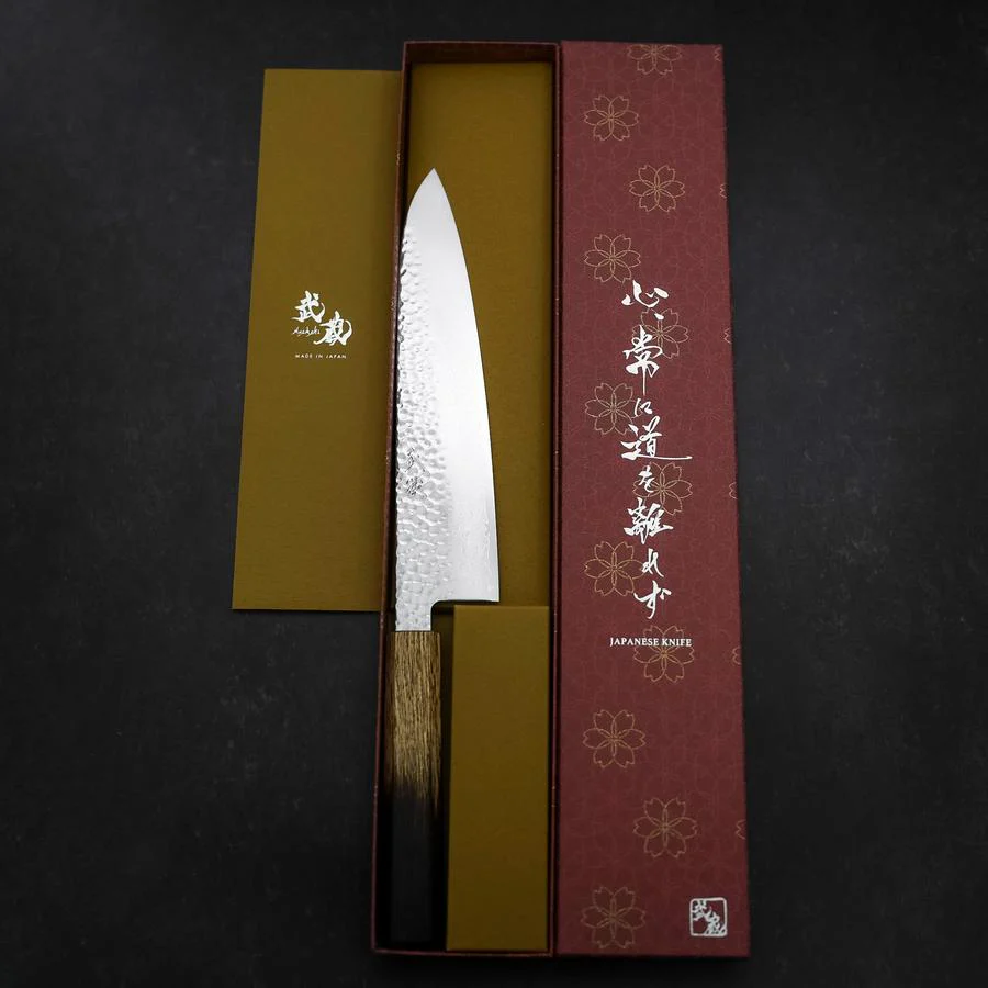 Gyuto VG-10 Tsuchime Damast Yaki Urushi Griff 210mm - Image 8