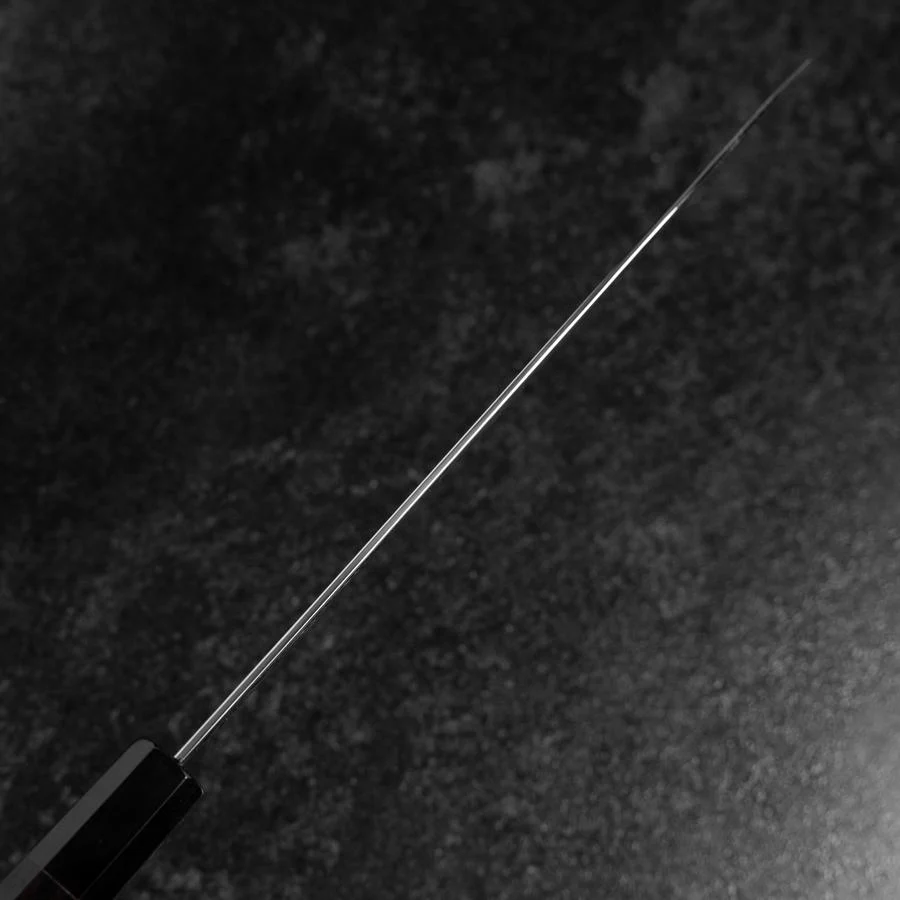 Gyuto White Steel #1 Kagami Mond-Fuji Sui-Honyaki Büffelhorn und Ebenholz Griff mit Scheide 240mm - Image 6