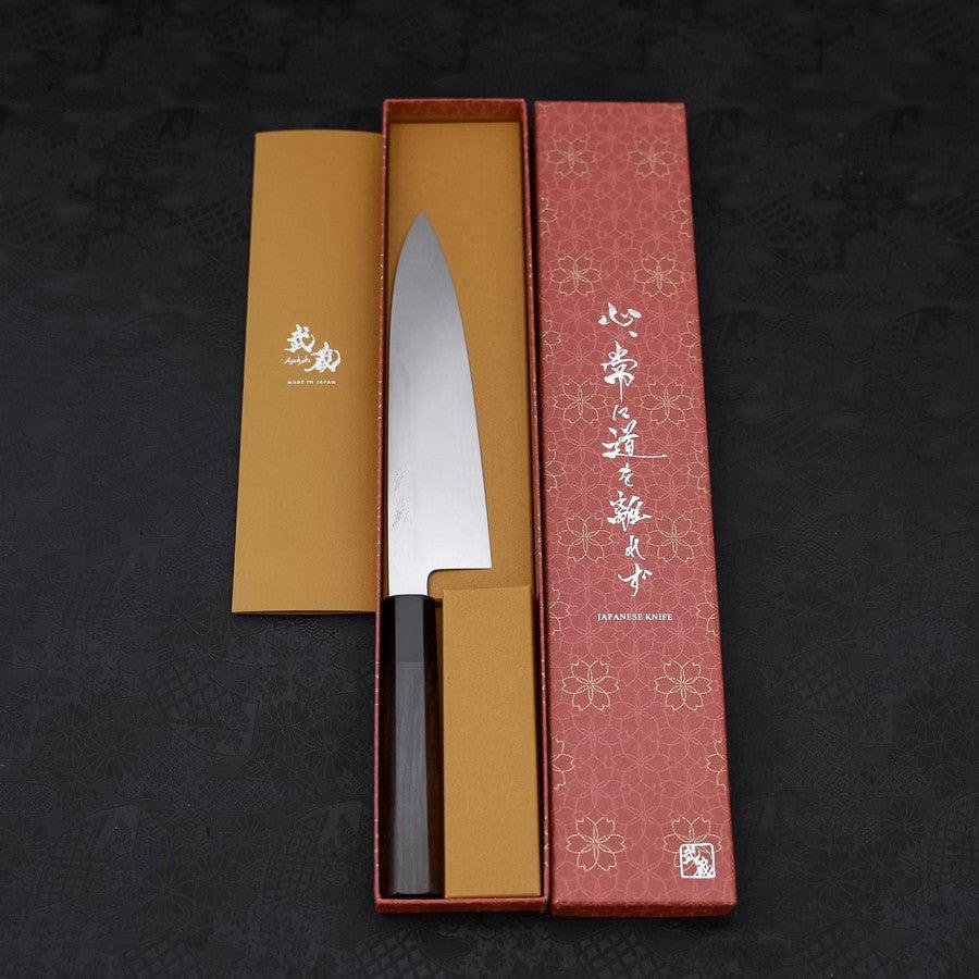 Gyuto White Steel #1 Kagami Sui-Honyaki Büffelhorn und Ebenholz Griff mit Scheide 210mm - Image 8