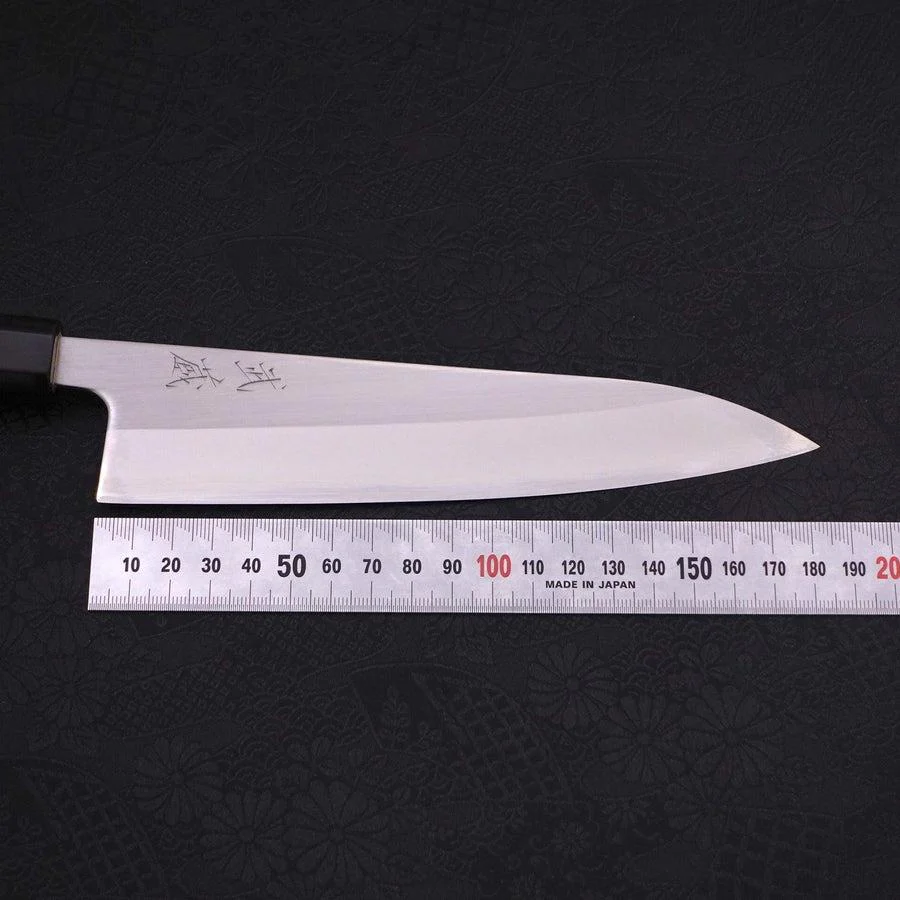 Gyuto White Steel #1 Poliert Büffelhorn und Ebenholz Griff 180mm - Image 6