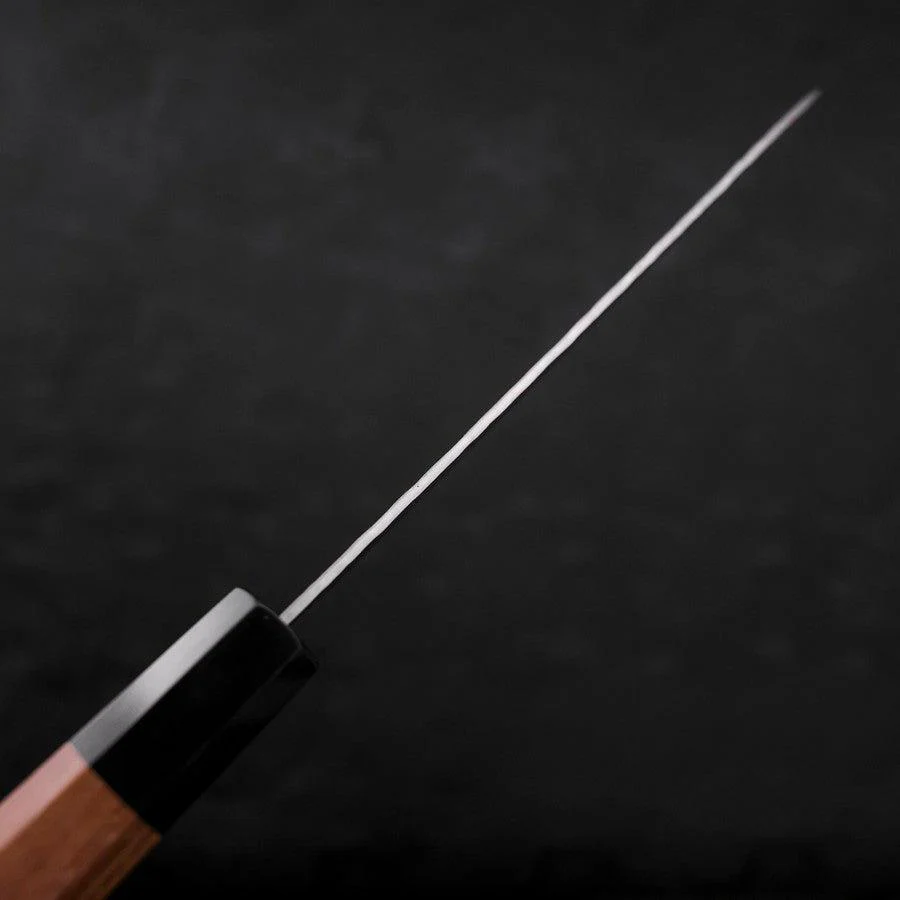 Gyuto White Steel #1 Edelstahlummantelung Tsuchime Büffelhorn und Teakholz Griff 180mm - Image 5
