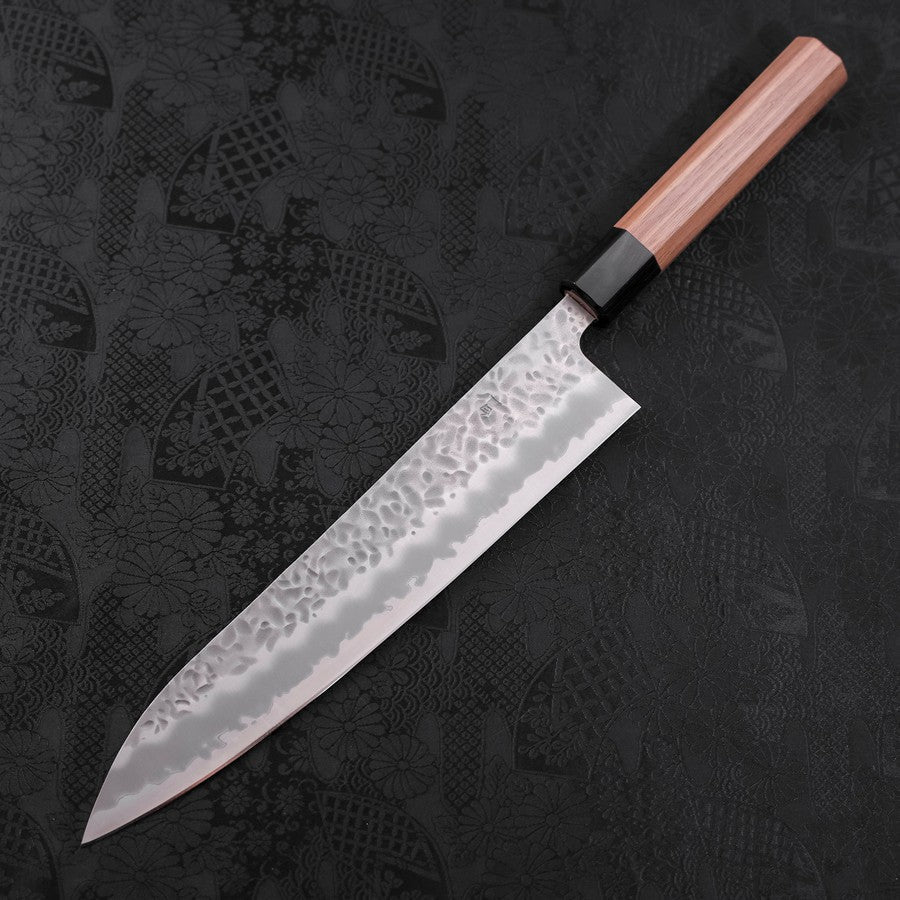 Gyuto White Steel #1 Edelstahlummantelung Tsuchime Walnussholz Griff 240mm - Image 2