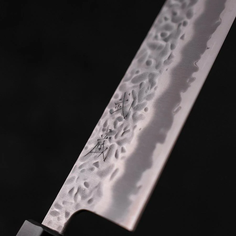Gyuto White Steel #1 Edelstahlummantelung Tsuchime Walnussholz Griff 240mm - Image 3