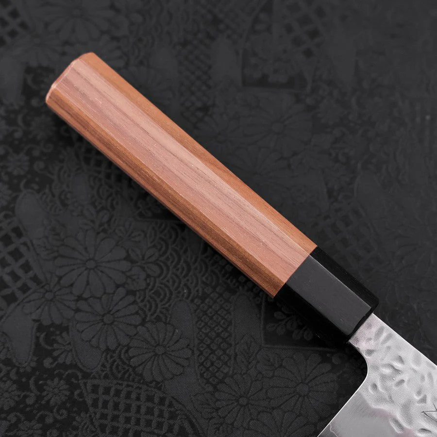 Gyuto White Steel #1 Edelstahlummantelung Tsuchime Walnussholz Griff 240mm - Image 6