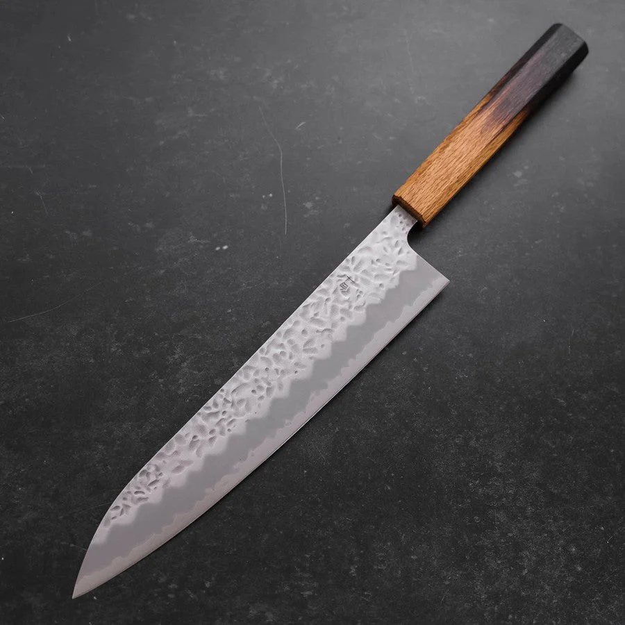 Gyuto White Steel #1 Edelstahlummantelung Tsuchime Yaki Urushi Griff 240mm - Image 2
