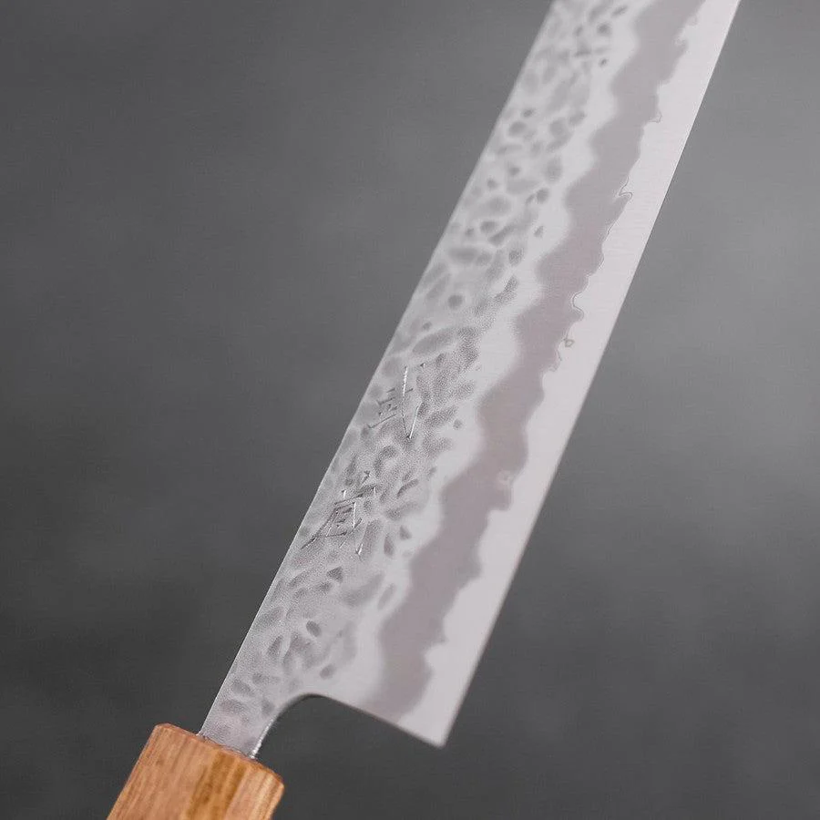 Gyuto White Steel #1 Edelstahlummantelung Tsuchime Yaki Urushi Griff 240mm - Image 3