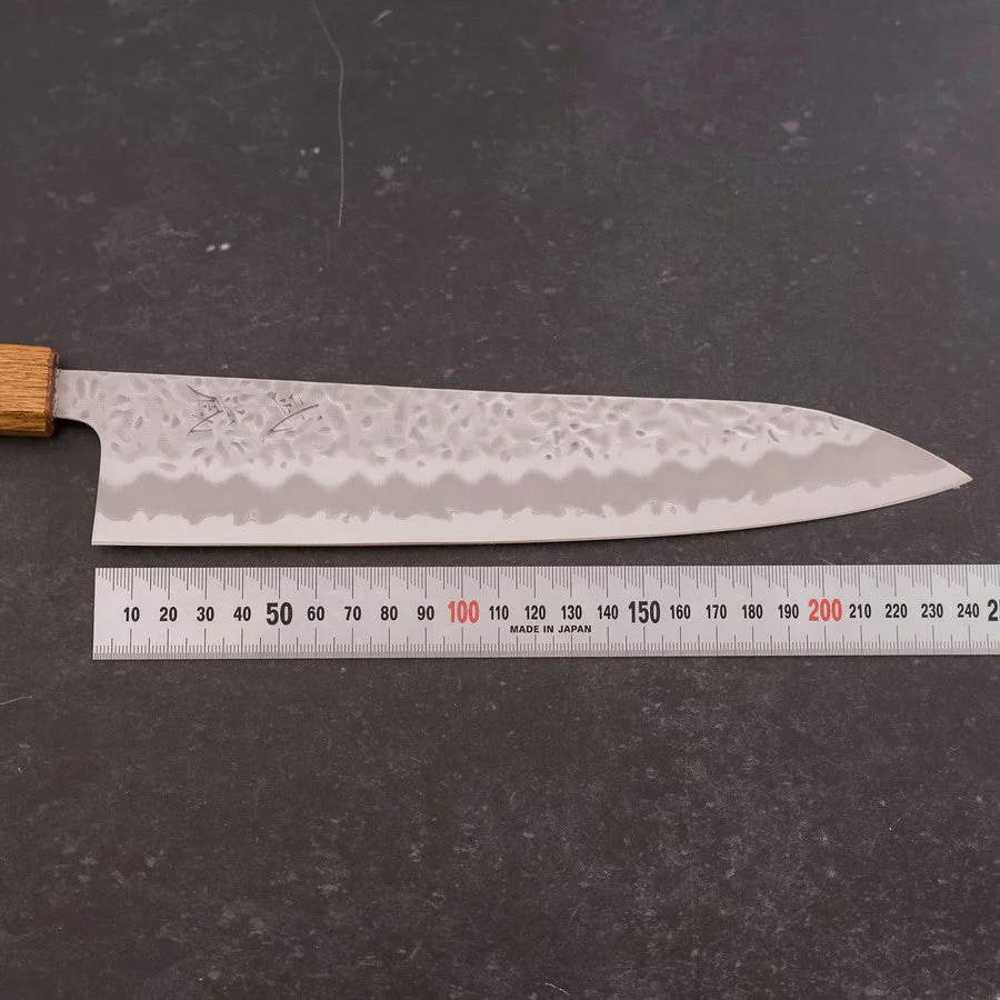 Gyuto White Steel #1 Edelstahlummantelung Tsuchime Yaki Urushi Griff 240mm - Image 7
