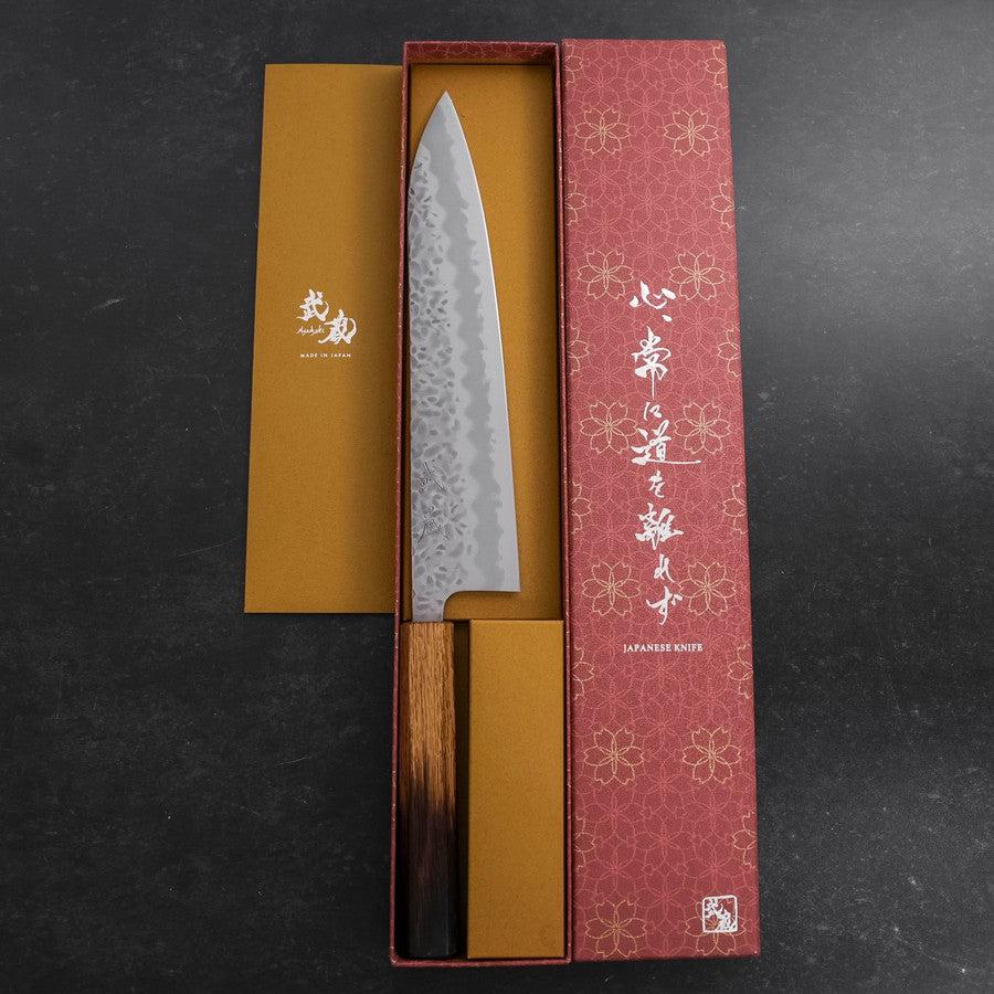 Gyuto White Steel #1 Edelstahlummantelung Tsuchime Yaki Urushi Griff 240mm - Image 8