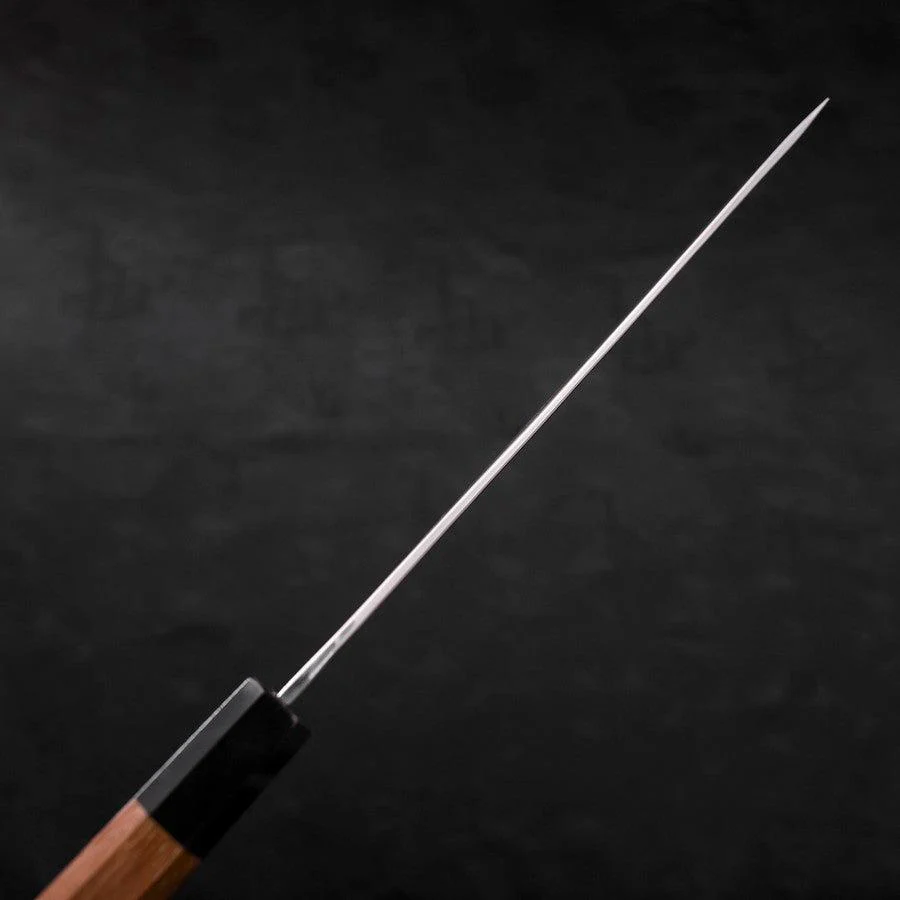 Gyuto White Steel #2 Edelstahlummantelung Kurouchi Büffelhorn und Teakholz Griff 210mm - Image 5