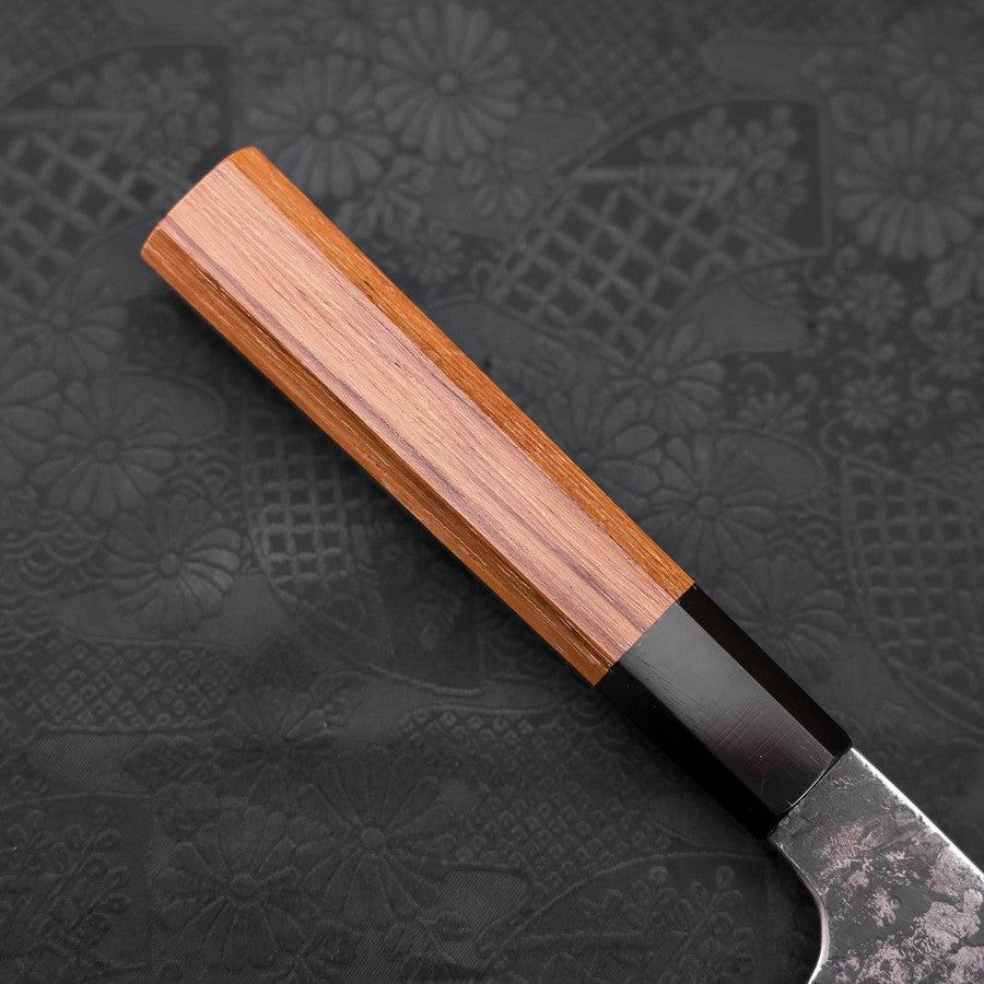 Gyuto White Steel #2 Edelstahlummantelung Kurouchi Büffelhorn und Teakholz Griff 210mm - Image 6