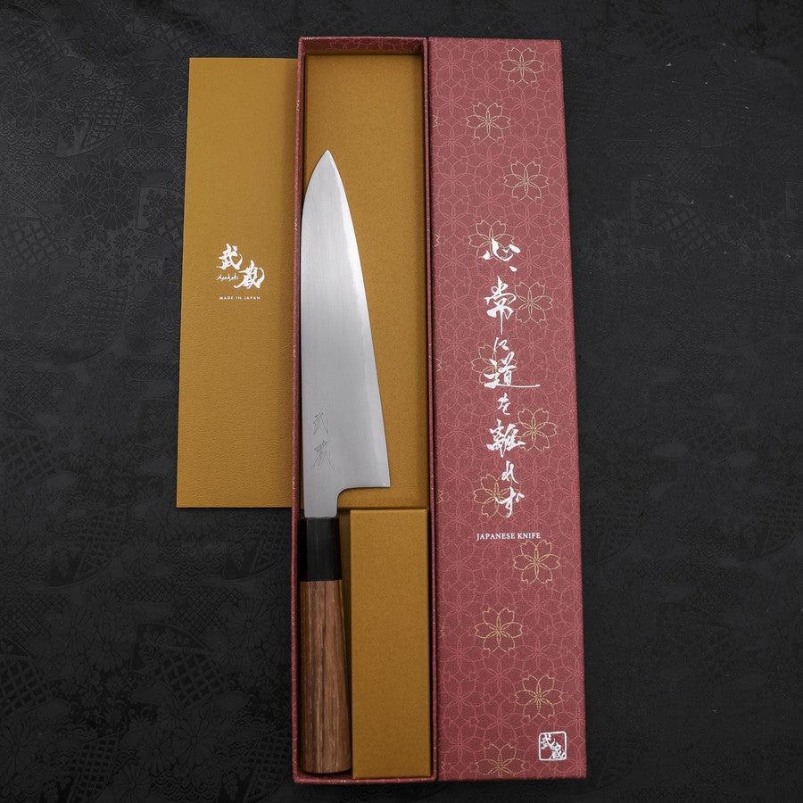 Gyuto White Steel #2 Kasumi Büffelhorn und Teakholz Griff 210mm - Image 8