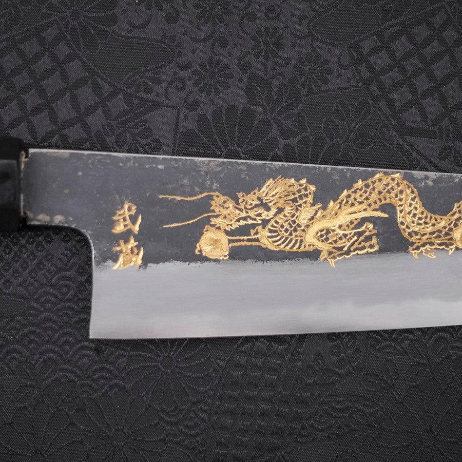 Gyuto White Steel #2 Kurouchi Chokin "Drache" Büffelhorn und Ebenholz Griff 210mm - Image 5