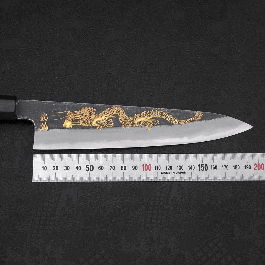 Gyuto White Steel #2 Kurouchi Chokin "Drache" Büffelhorn und Ebenholz Griff 210mm - Image 9