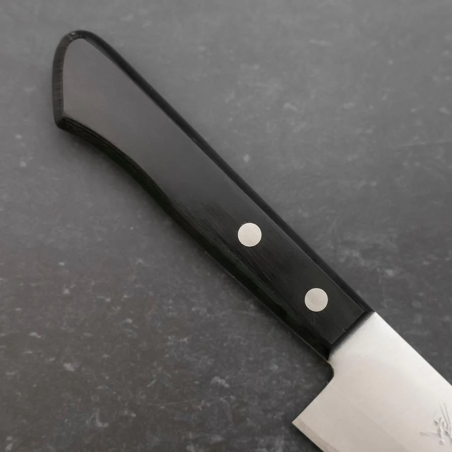 Gyuto White Steel #2 Edelstahlummantelung Poliert Schwarzer Westlicher Griff 180mm - Image 6