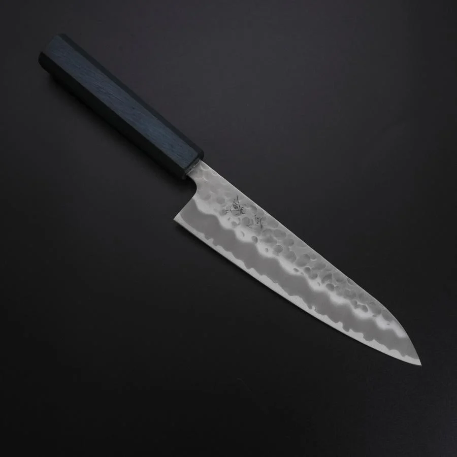 Gyuto White Steel #2 Tsuchime Dunkelblauer Urushi Griff 180mm