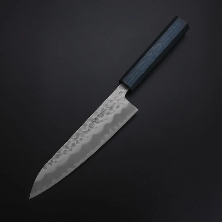 Gyuto White Steel #2 Tsuchime Dunkelblauer Urushi Griff 180mm - Image 2