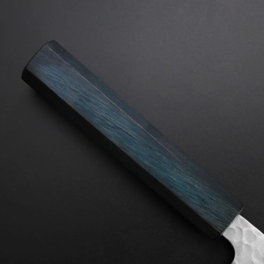 Gyuto White Steel #2 Tsuchime Dunkelblauer Urushi Griff 180mm - Image 6