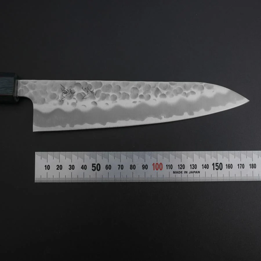 Gyuto White Steel #2 Tsuchime Dunkelblauer Urushi Griff 180mm - Image 7